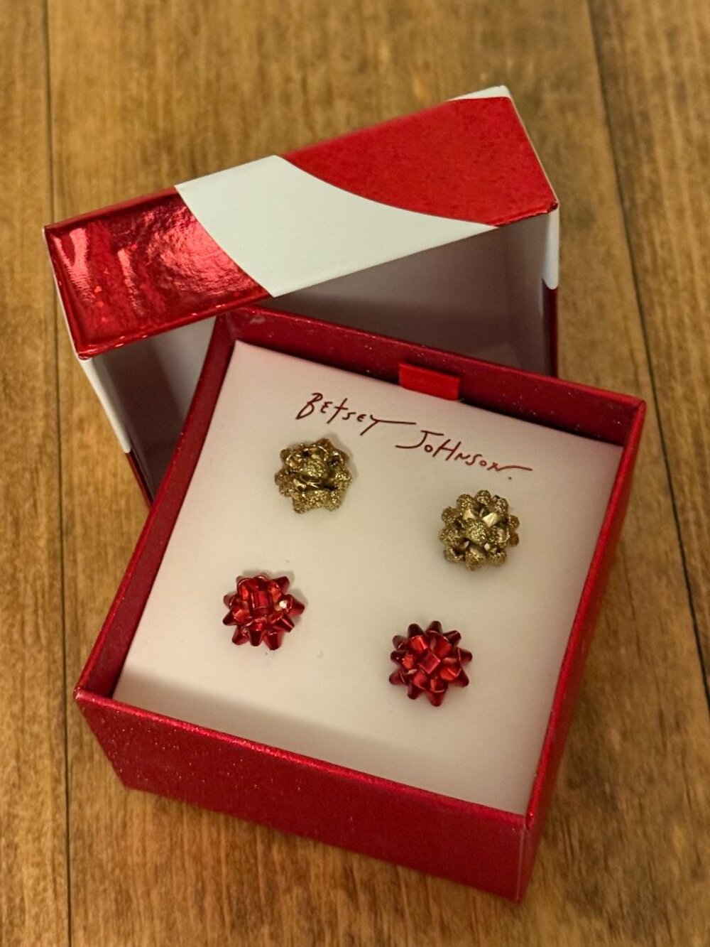 🎁 Betsey Johnson Holiday Bow Gift Stud Earrings 4 Pair Set NWT